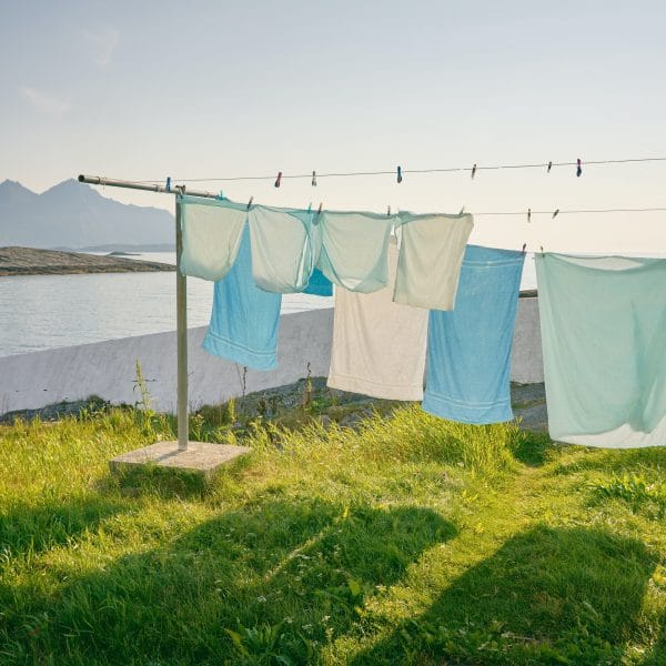 green washing hanging on a washing line